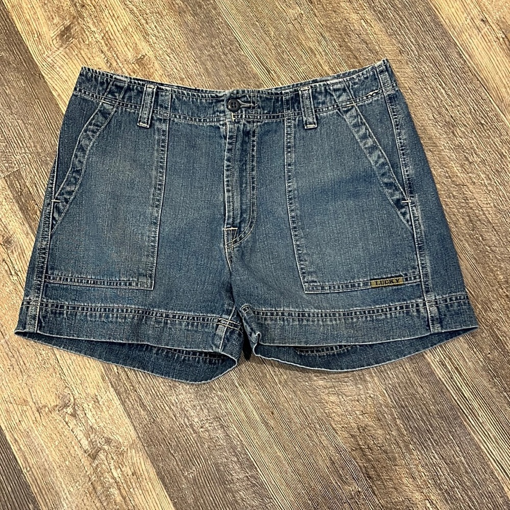 Vintage Lucky Brand Dungarees Shorts USA Womens 14 Blue Denim